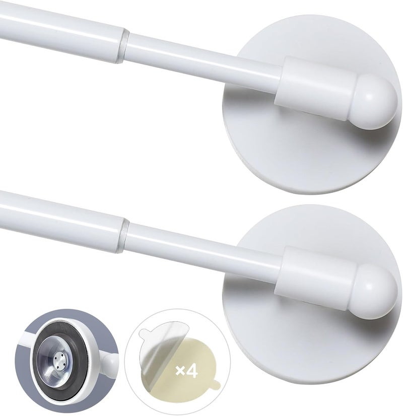 INSFITY Heavy Duty Magnetic Curtain Rods for Metal Door (16-28" Pack 2 White) Magnetic Cafe Curtain Rod with Strong Magnet & Suction-Cup (Patent Pending) - Image 1